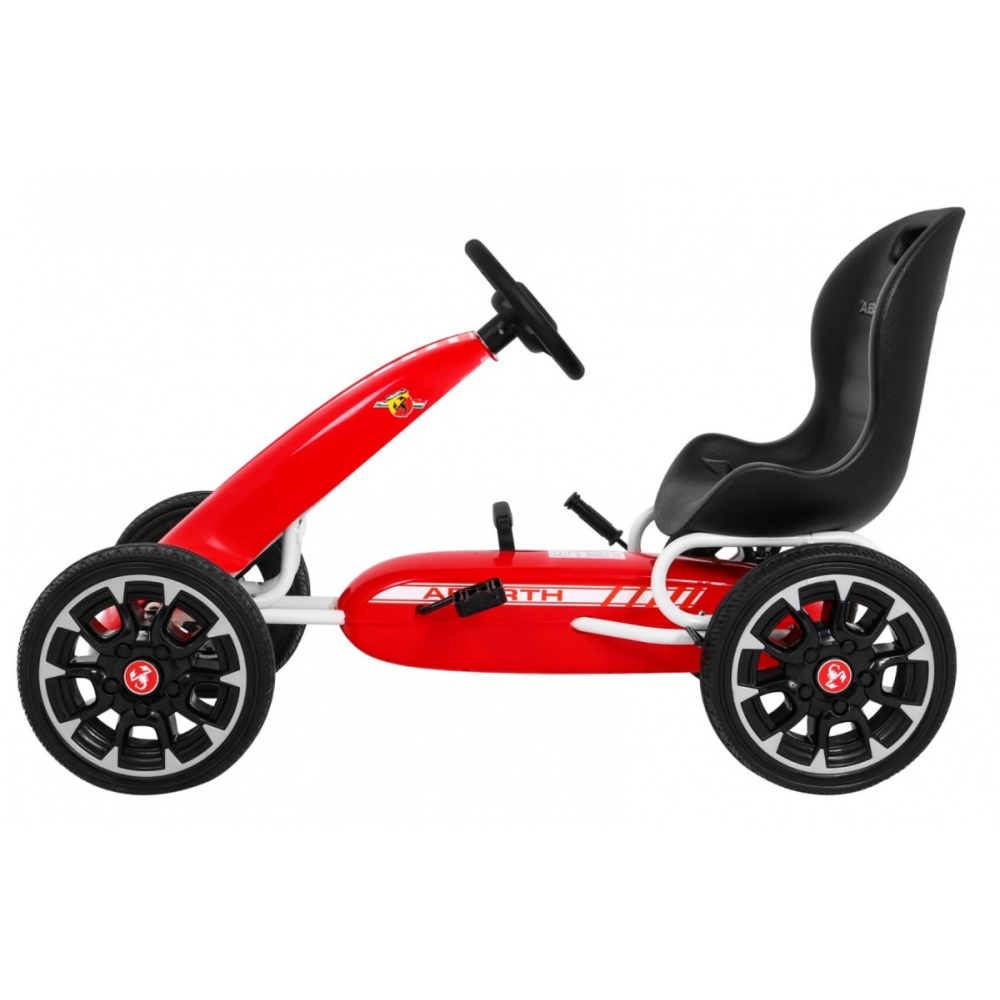 ABARTH pedalinis kartingas vaikams Raudonas + EVA ratai + Rankinis stabdis + Laisvasis ratas-Judėjimui, Minami kartingai-e-vaika
