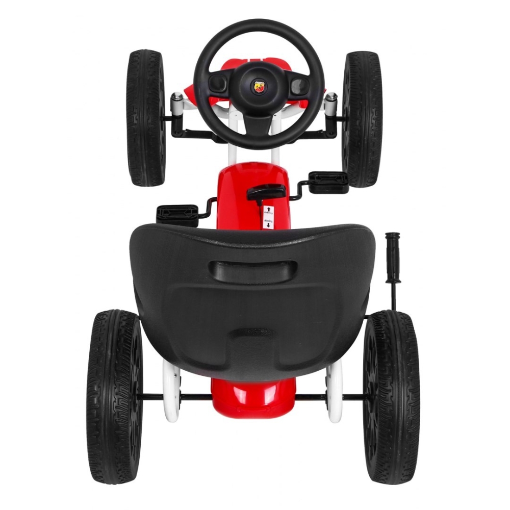 ABARTH pedalinis kartingas vaikams Raudonas + EVA ratai + Rankinis stabdis + Laisvasis ratas-Judėjimui, Minami kartingai-e-vaika