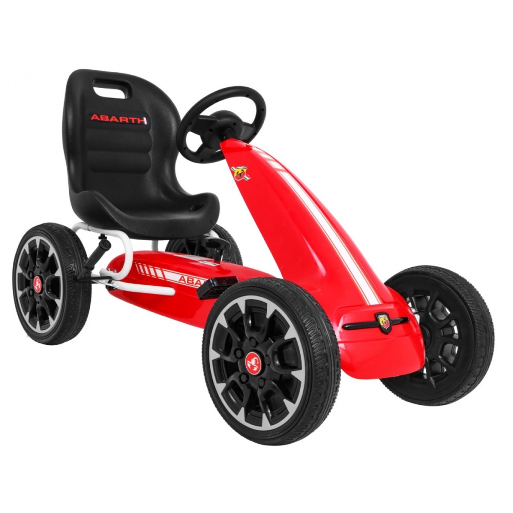 ABARTH pedalinis kartingas vaikams Raudonas + EVA ratai + Rankinis stabdis + Laisvasis ratas-Judėjimui, Minami kartingai-e-vaika