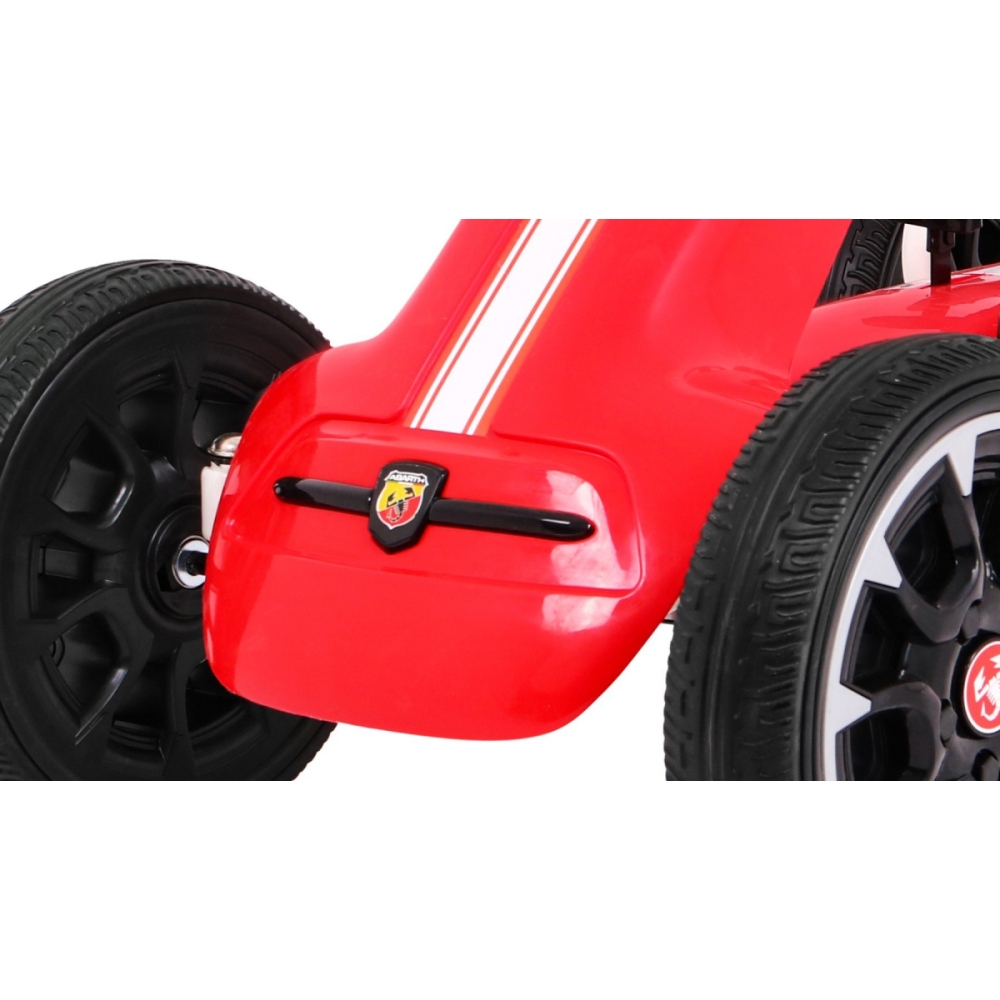 ABARTH pedalinis kartingas vaikams Raudonas + EVA ratai + Rankinis stabdis + Laisvasis ratas-Judėjimui, Minami kartingai-e-vaika