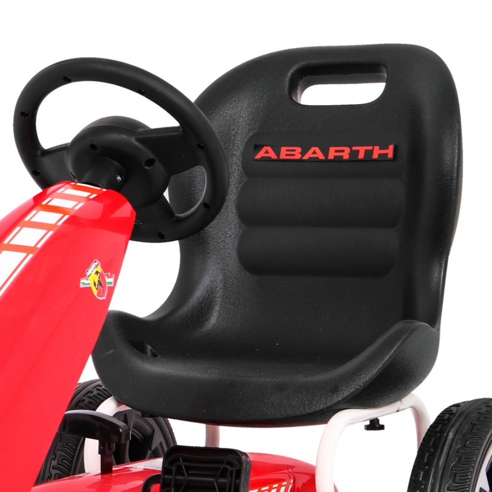 ABARTH pedalinis kartingas vaikams Raudonas + EVA ratai + Rankinis stabdis + Laisvasis ratas-Judėjimui, Minami kartingai-e-vaika