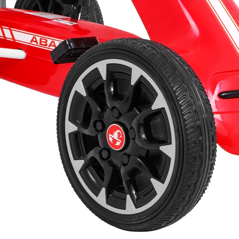 ABARTH pedalinis kartingas vaikams Raudonas + EVA ratai + Rankinis stabdis + Laisvasis ratas-Judėjimui, Minami kartingai-e-vaika