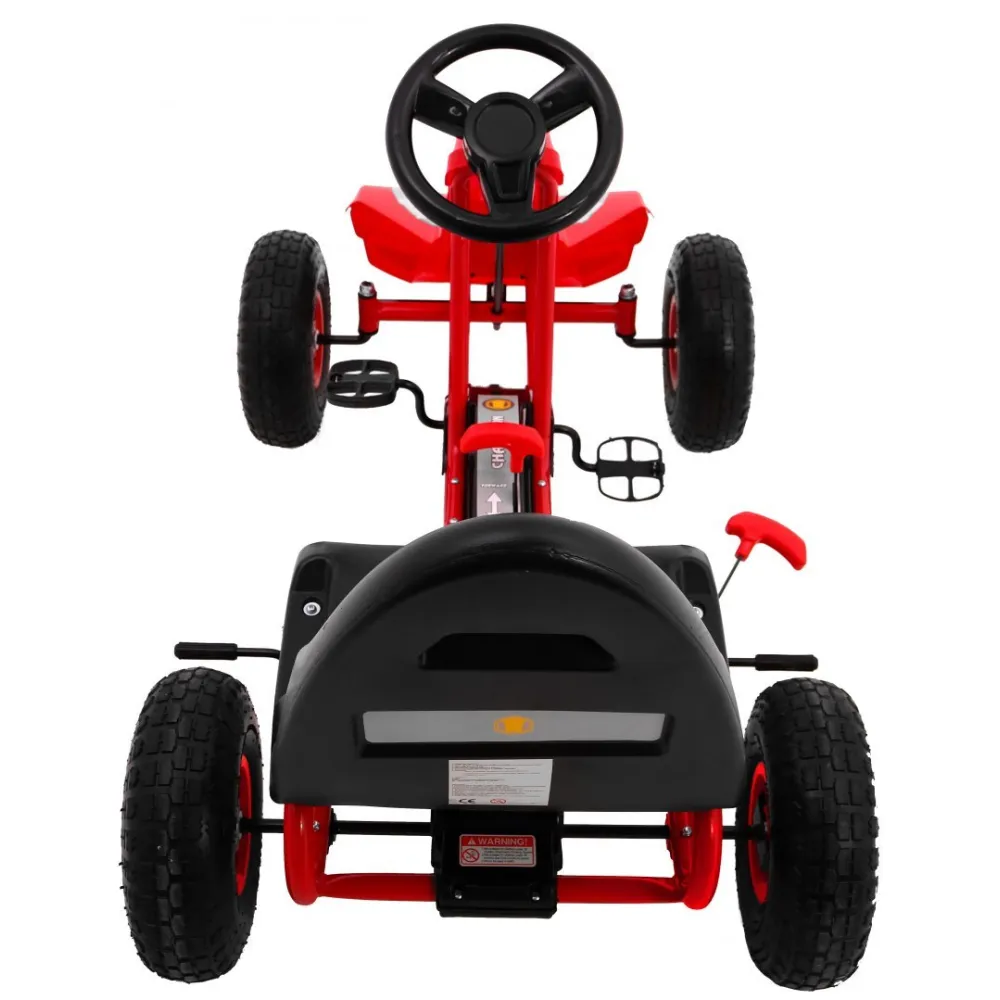 "Champion" pedalinis kartingas vaikams 3+ Raudona + Pripučiamos padangos + Reguliuojama sėdynė + Rankinis stabdis-Judėjimui, Min
