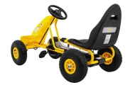 Gokart Champion na pedały dla dzieci 3+ Żółty + Pompowane opony + Regulowane siedzisko + Ręczny hamulec