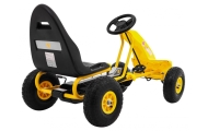 Gokart Champion na pedały dla dzieci 3+ Żółty + Pompowane opony + Regulowane siedzisko + Ręczny hamulec