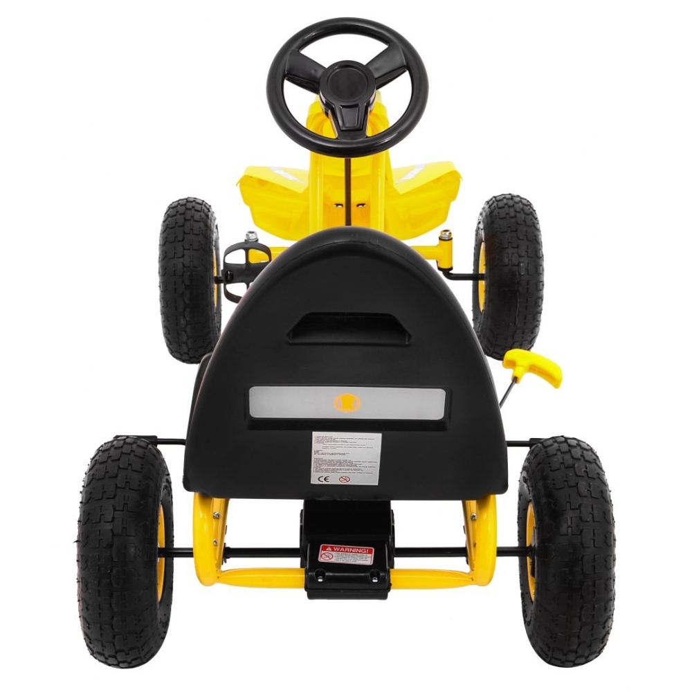 Gokart Champion na pedały dla dzieci 3+ Żółty + Pompowane opony + Regulowane siedzisko + Ręczny hamulec