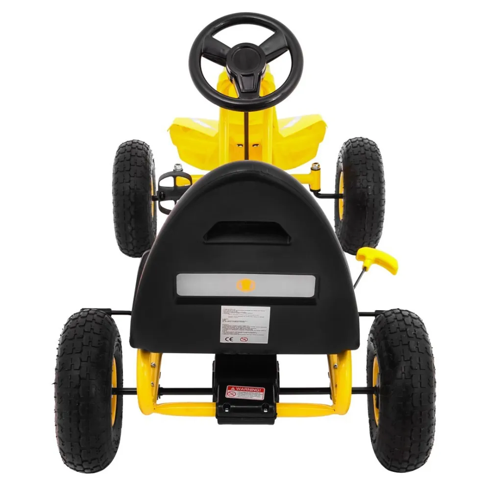 Gokart Champion na pedały dla dzieci 3+ Żółty + Pompowane opony + Regulowane siedzisko + Ręczny hamulec