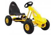 "Champion" pedalinis kartingas vaikams 3+ Geltonas + Pripučiamos padangos + Reguliuojama sėdynė + Rankinis stabdis-Judėjimui, Mi