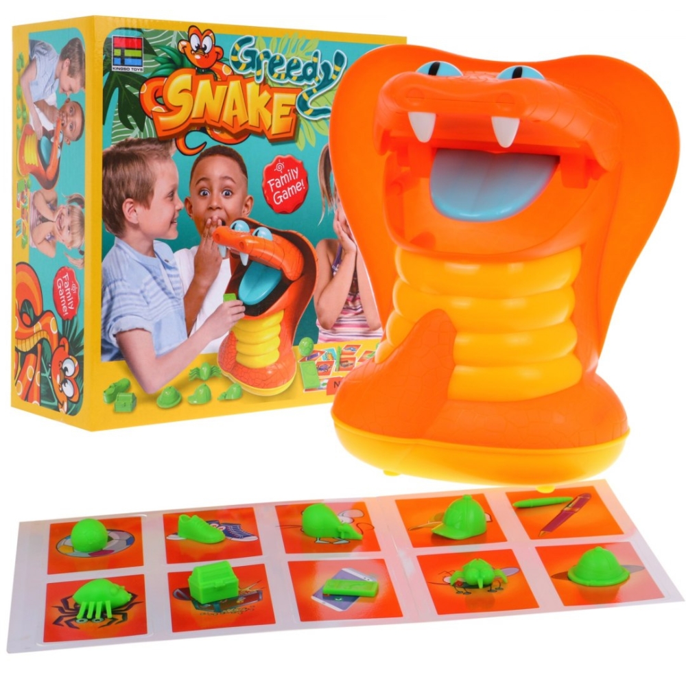 "Hungry Snake" arkadinis žaidimas vaikams 3+ Formos atpažinimas + 10 figūrėlių + 10 kortelių + Uždarymo burna