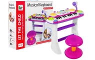 Różowy zestaw muzyczny Keyboard + Werble + Mikrofon dla dzieci 3+ Światła + Dźwięki 2 oktawy