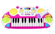Różowy zestaw muzyczny Keyboard + Werble + Mikrofon dla dzieci 3+ Światła + Dźwięki 2 oktawy