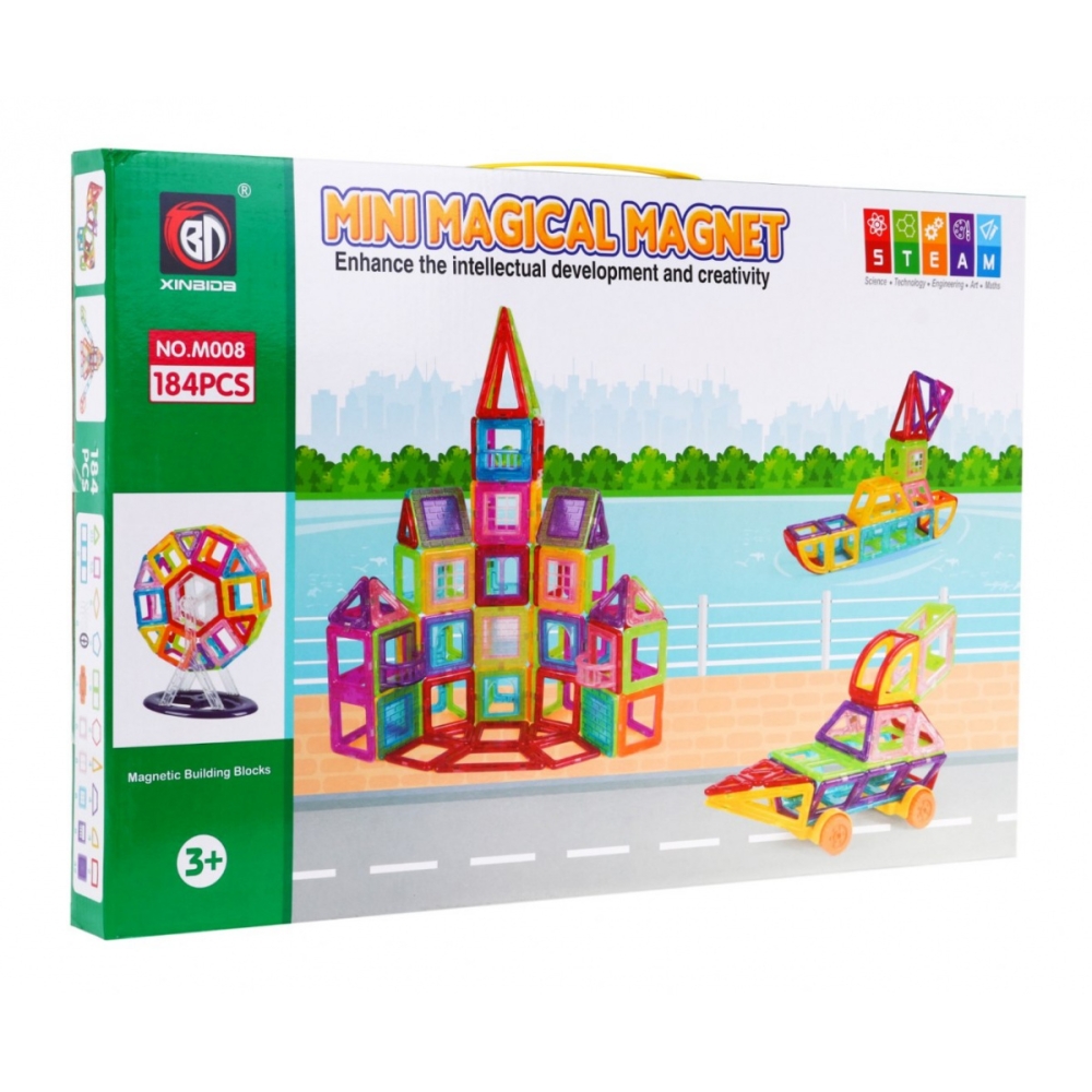 Magnetinis konstruktorius MEGA, 184 el.-Žaislai, Konstruktoriai, Magnetiniai konstruktoriai-e-vaikas