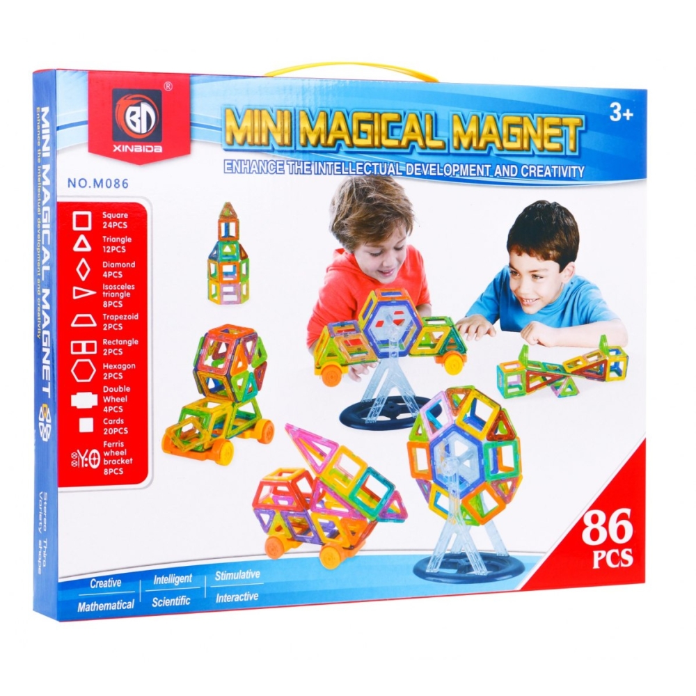 Magnetinis konstruktorius 86 el.-Žaislai, Konstruktoriai, Magnetiniai konstruktoriai-e-vaikas