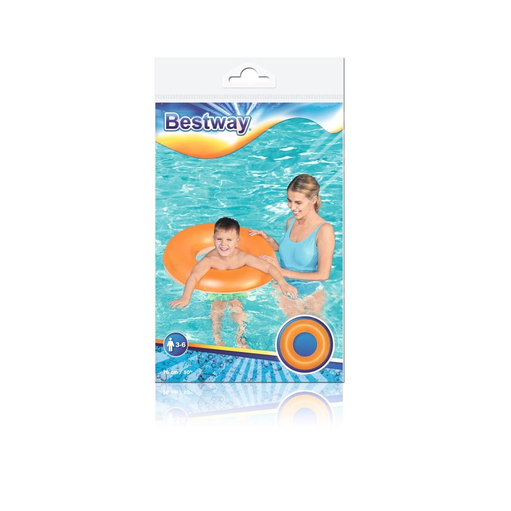 Vaikams skirtas plaukimo ratas „Neon Orange“ BESTWAY, 76 cm-Žaislai, Lauko žaislai, Pripučiami ratai, žaislai, čiužiniai-e-vaika