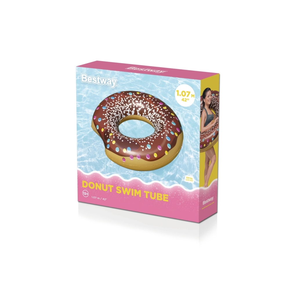 Didelis plaukimo ratas vaikams „Donut“ (rudos spalvos) BESTWAY, 107 cm, vinilo-Žaislai, Lauko žaislai, Pripučiami ratai, žaislai
