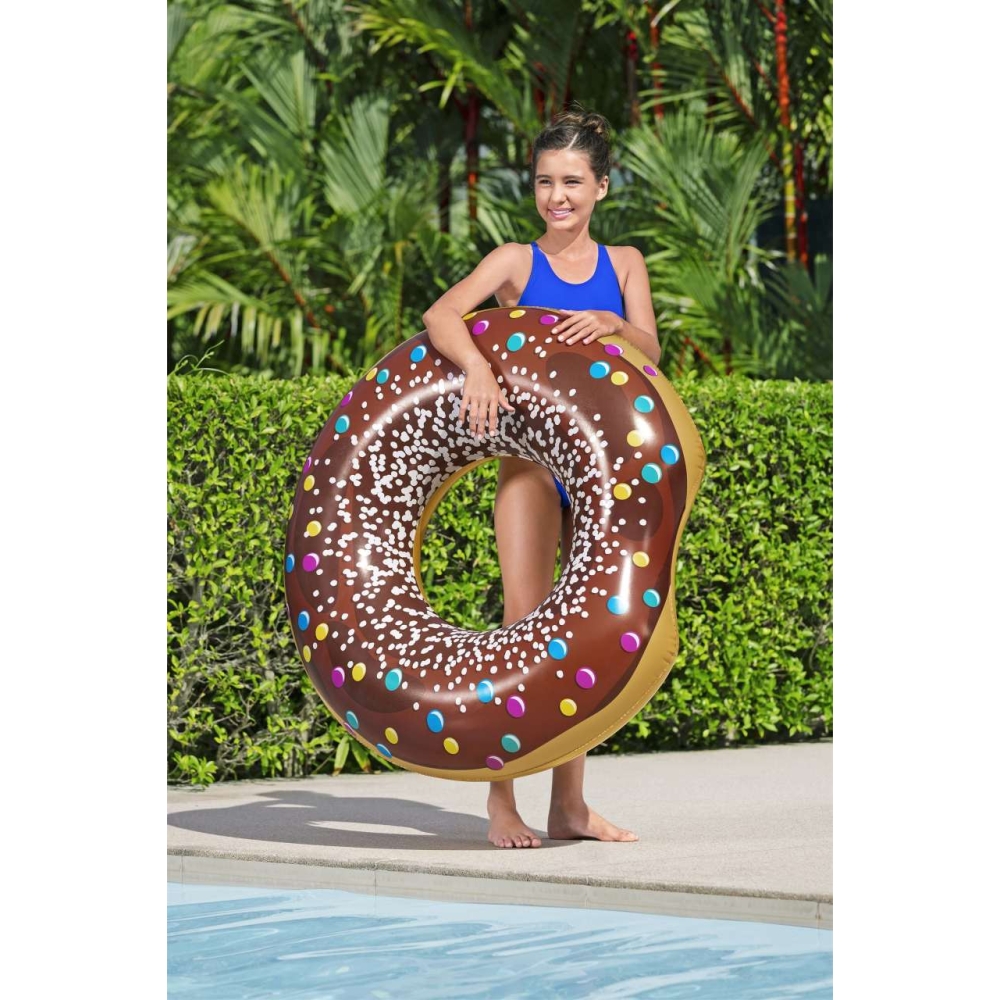 Didelis plaukimo ratas vaikams „Donut“ (rudos spalvos) BESTWAY, 107 cm, vinilo-Žaislai, Lauko žaislai, Pripučiami ratai, žaislai