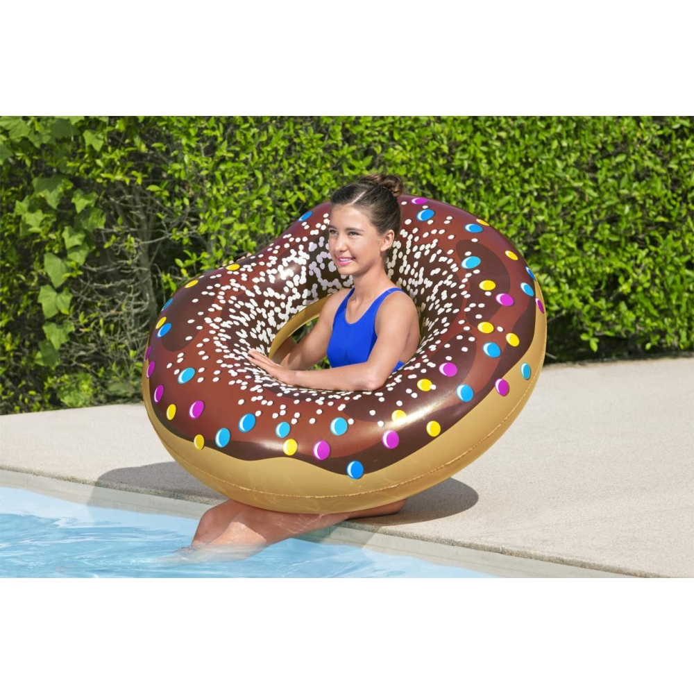 Didelis plaukimo ratas vaikams „Donut“ (rudos spalvos) BESTWAY, 107 cm, vinilo-Žaislai, Lauko žaislai, Pripučiami ratai, žaislai