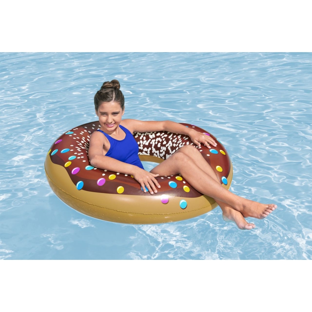 Didelis plaukimo ratas vaikams „Donut“ (rudos spalvos) BESTWAY, 107 cm, vinilo-Žaislai, Lauko žaislai, Pripučiami ratai, žaislai