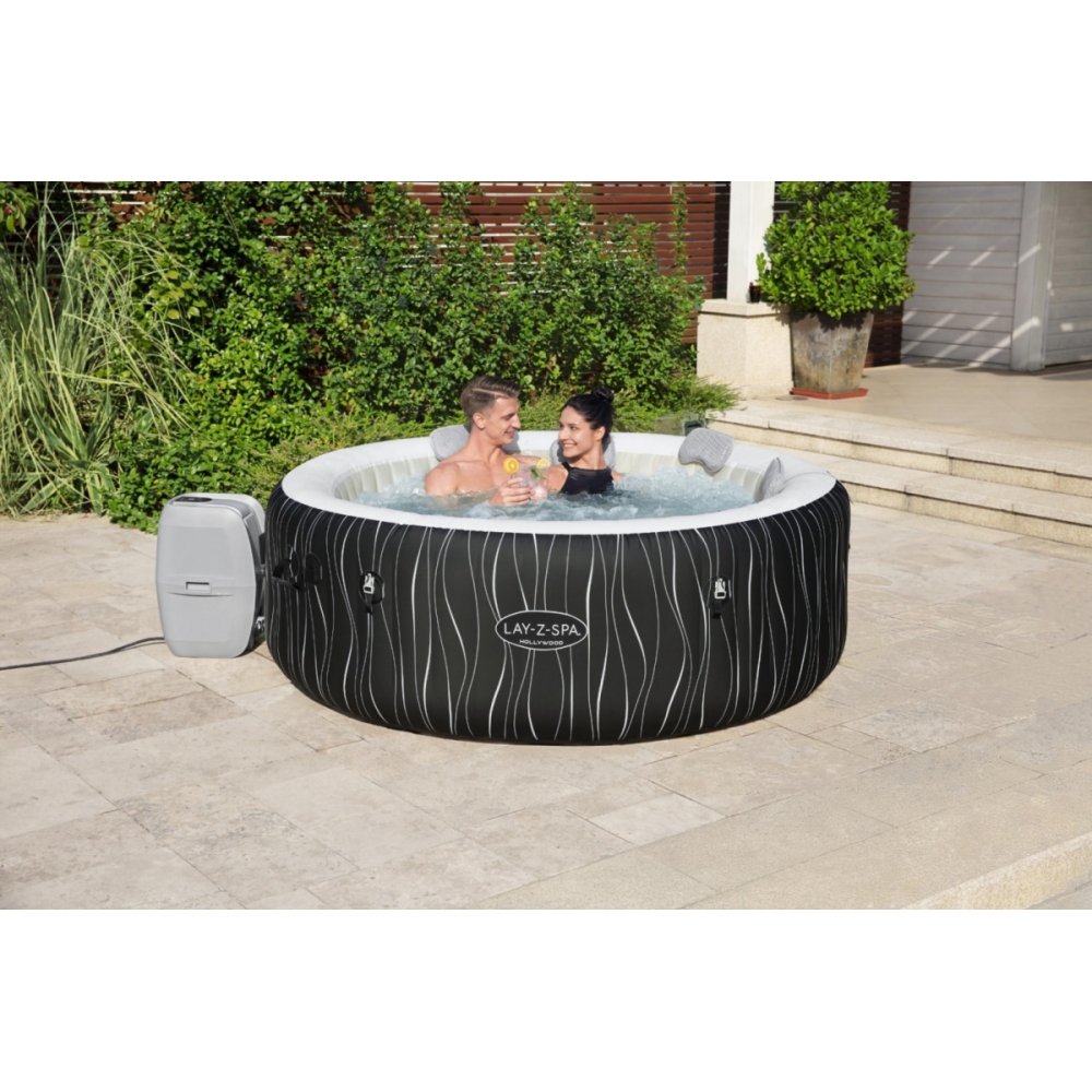 Sūkurinė vonia Hollywood Lay-Z-Spa AirJet Home Spa BESTWAY 6 asmenų SPA + LED + 4 pagalvėlės