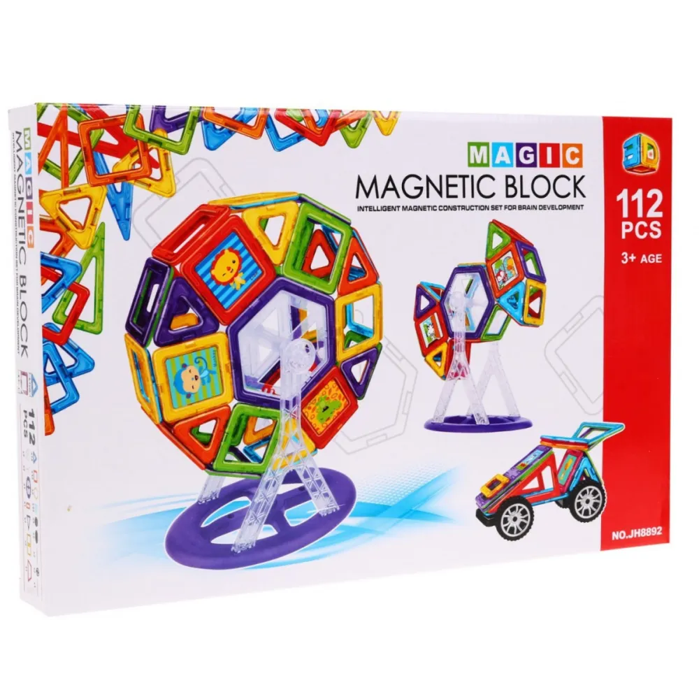 Magnetinis konstruktorius 112 el.-Žaislai, Konstruktoriai, Magnetiniai konstruktoriai-e-vaikas
