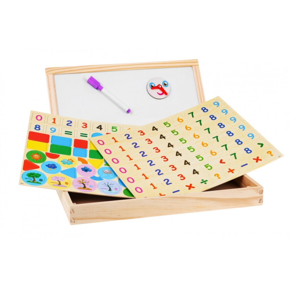 Medinė magnetinė lenta vaikams 3+ Edukacinis rinkinys + priedai