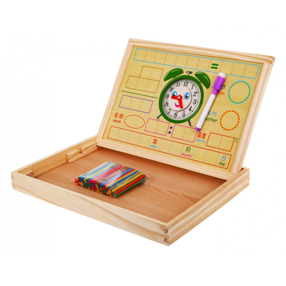 Medinė magnetinė lenta vaikams 3+ Edukacinis rinkinys + priedai