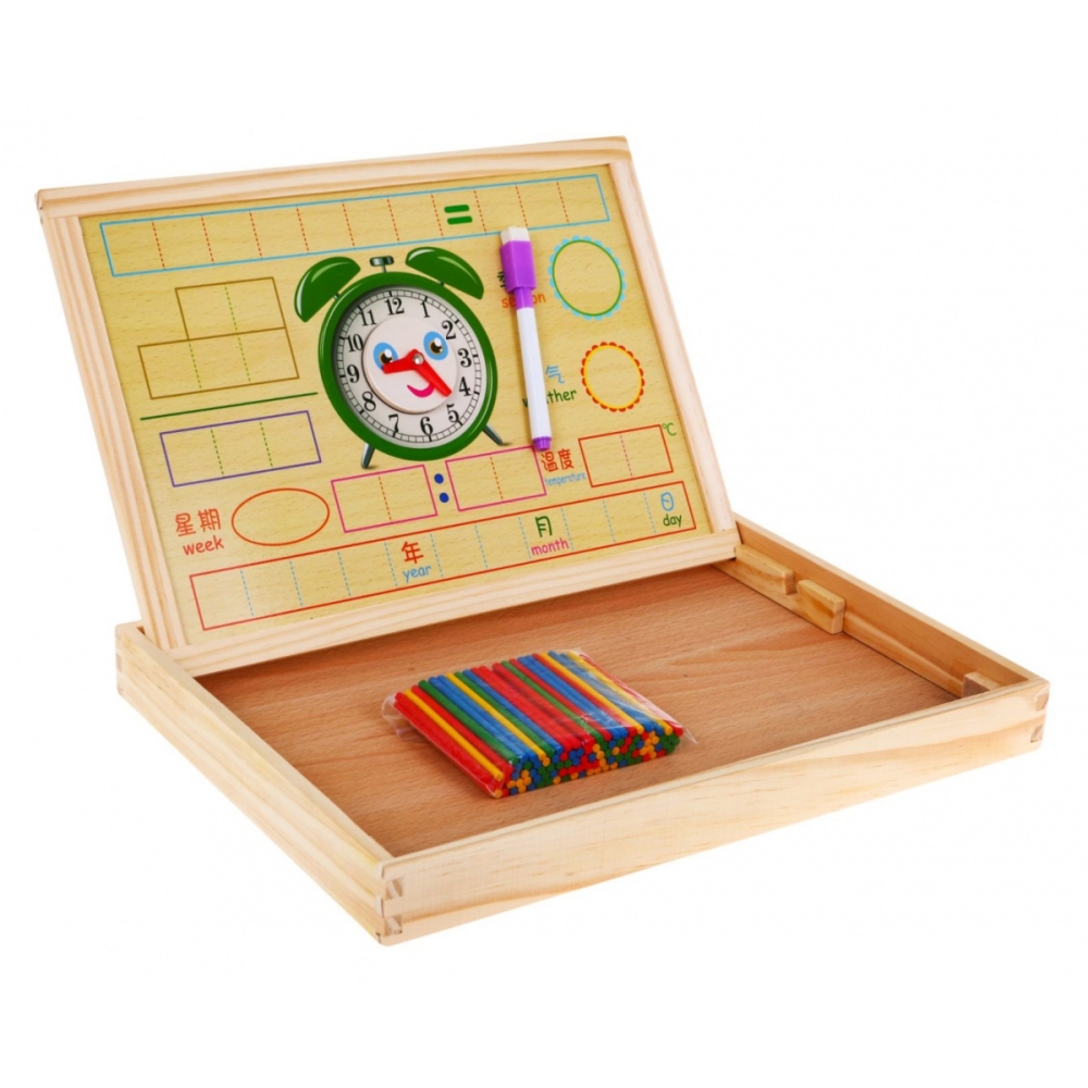 Medinė magnetinė lenta vaikams 3+ Edukacinis rinkinys + priedai