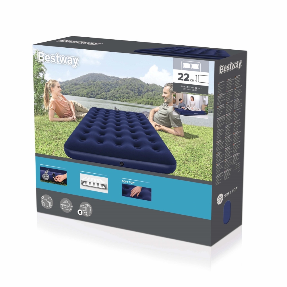 Pripučiamas čiužinys 191 x 137 x 22 cm Bestway 67002-Namai, laisvalaikis, turizmas, Pripučiami čiužiniai ir baldai-e-vaikas