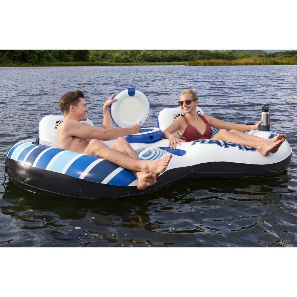 BESTWAY 240x122x50cm pripučiamas plaukimo čiužinys 2 asmenims + atlošai + laikymo skyriai