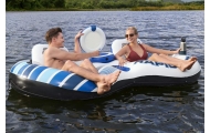 BESTWAY 240x122x50cm pripučiamas plaukimo čiužinys 2 asmenims + atlošai + laikymo skyriai