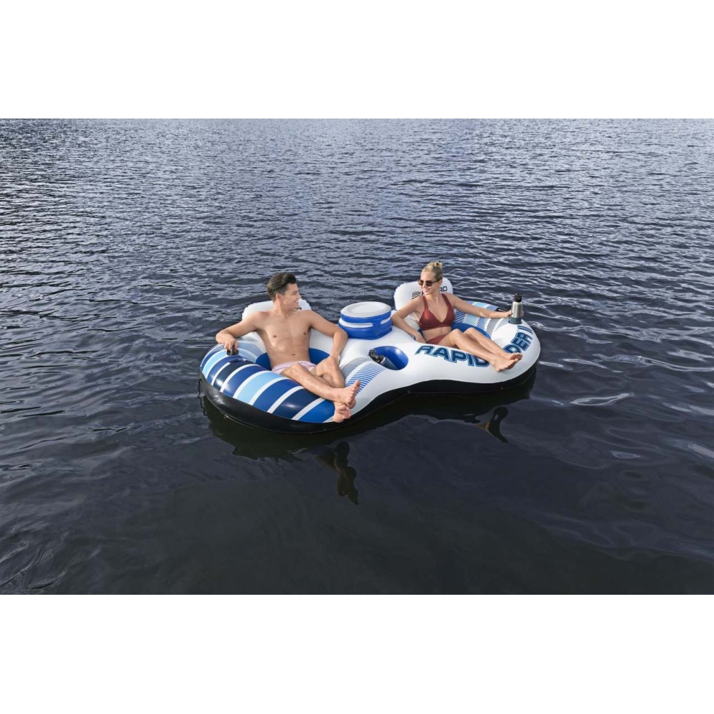 BESTWAY 240x122x50cm pripučiamas plaukimo čiužinys 2 asmenims + atlošai + laikymo skyriai