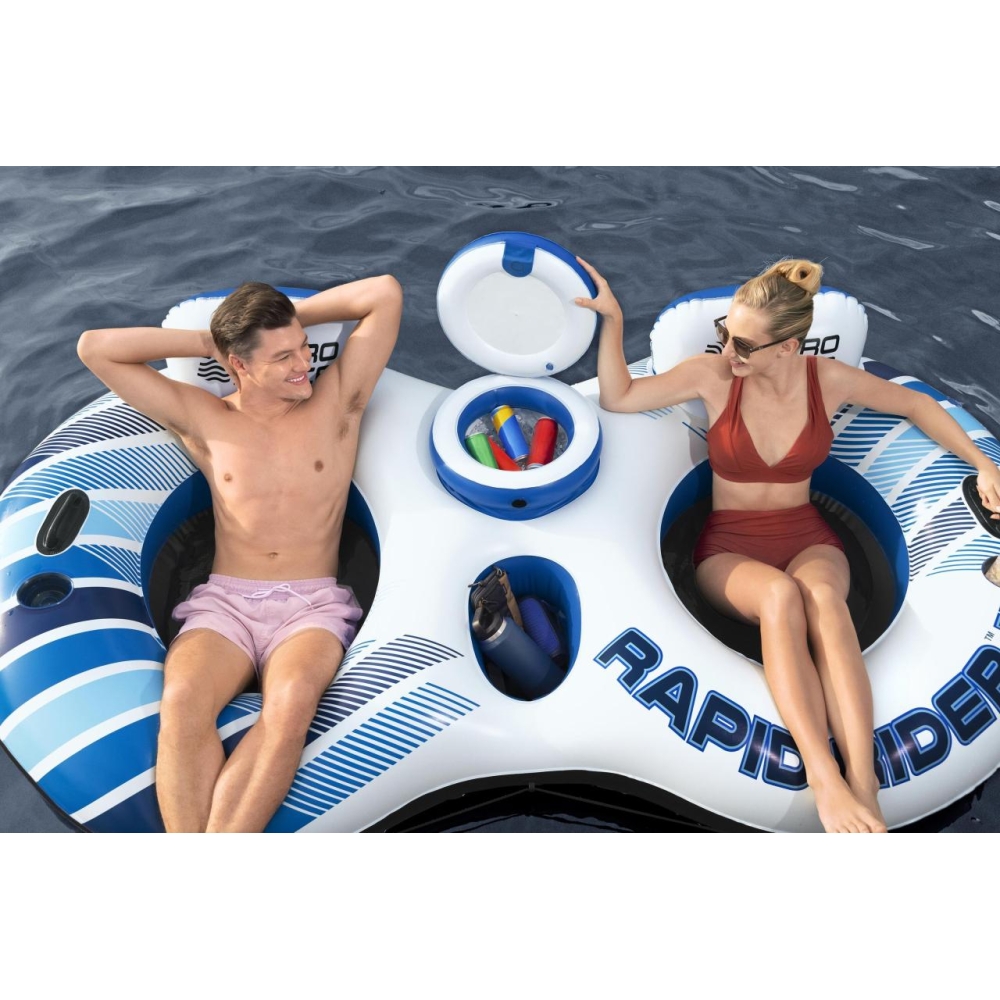 BESTWAY 240x122x50cm pripučiamas plaukimo čiužinys 2 asmenims + atlošai + laikymo skyriai
