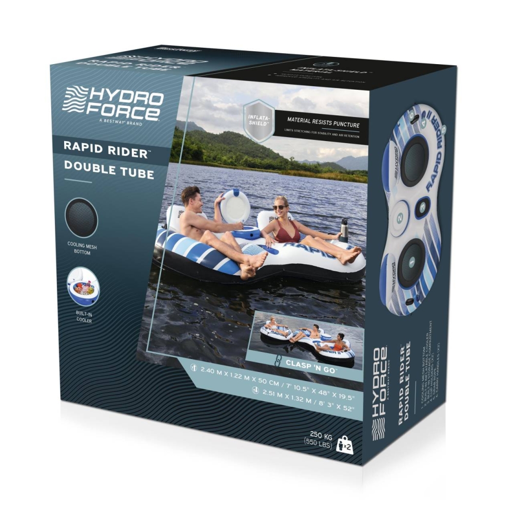 BESTWAY 240x122x50cm pripučiamas plaukimo čiužinys 2 asmenims + atlošai + laikymo skyriai