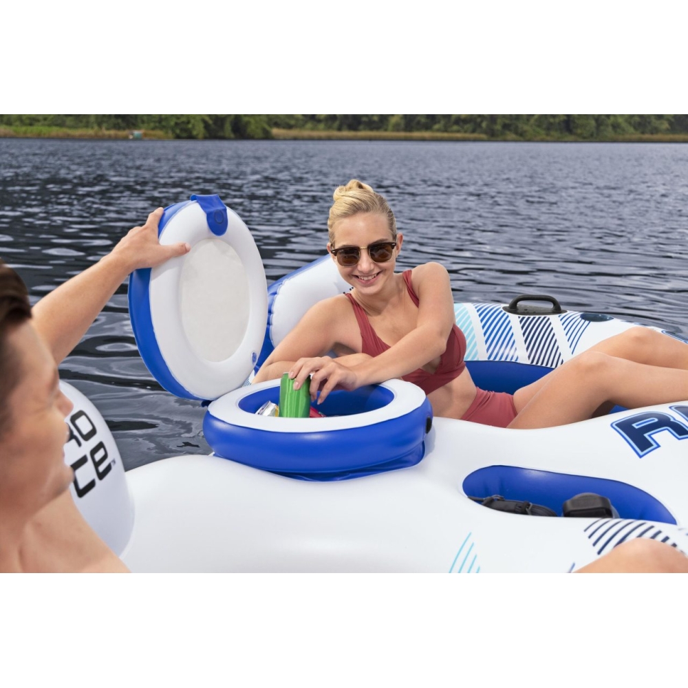 BESTWAY 240x122x50cm pripučiamas plaukimo čiužinys 2 asmenims + atlošai + laikymo skyriai