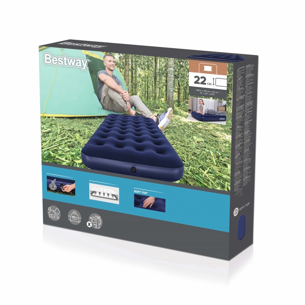 Bestway 67001 Dvivietis pripučiamas kelioninis čiužinys 1,88 m x 0,99 m x 22 cm