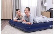 Dmuchany Materac turystyczny do spania 2-osobowy flokowany BESTWAY 203x152x22cm + Zestaw naprawczy