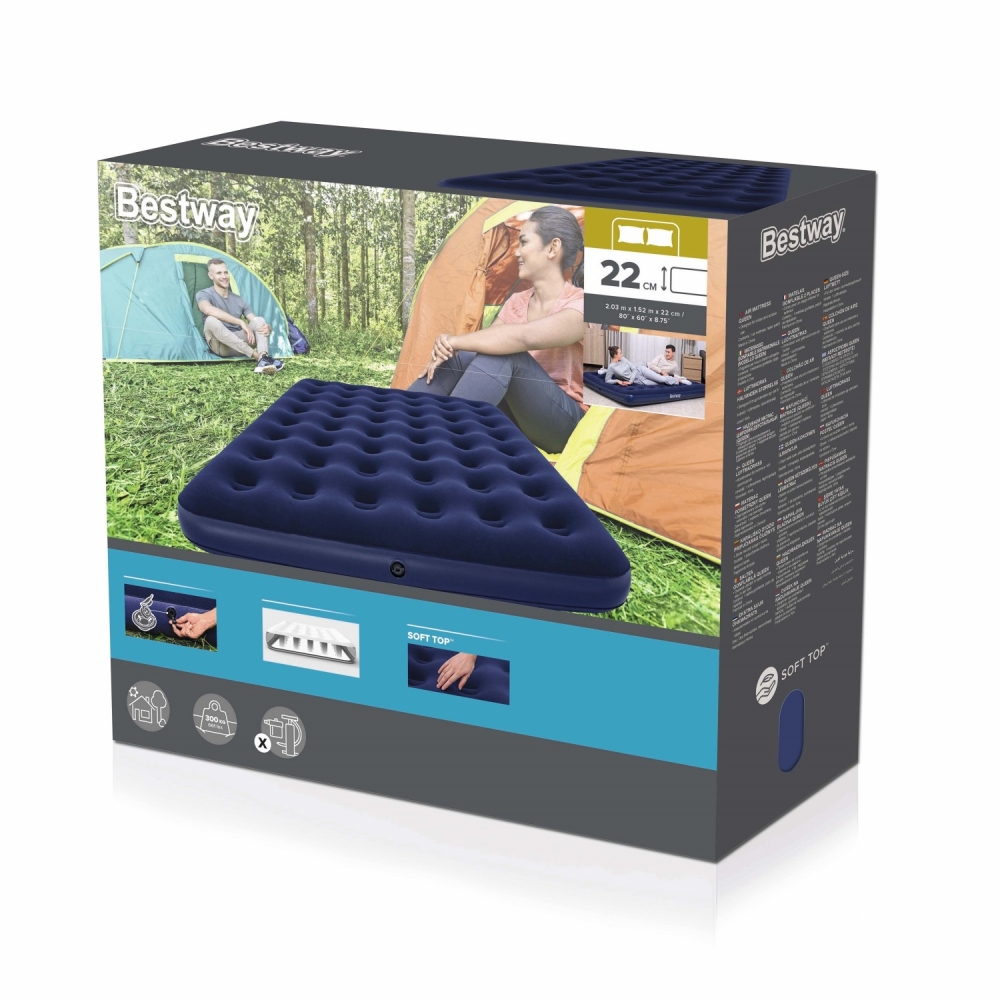 BESTWAY 203x152x22cm pripučiamas 2 asmenų kelioninis miegamasis čiužinys + remonto rinkinys-Namai, laisvalaikis, turizmas, Pripu