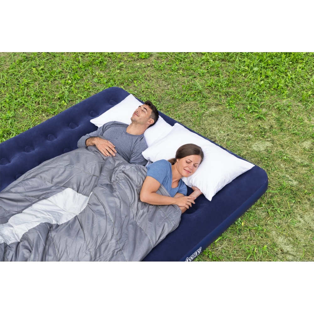 Pripučiamas karališkas 2-vietis plaušinis miegamasis čiužinys BESTWAY 203x183x22cm + remonto rinkinys