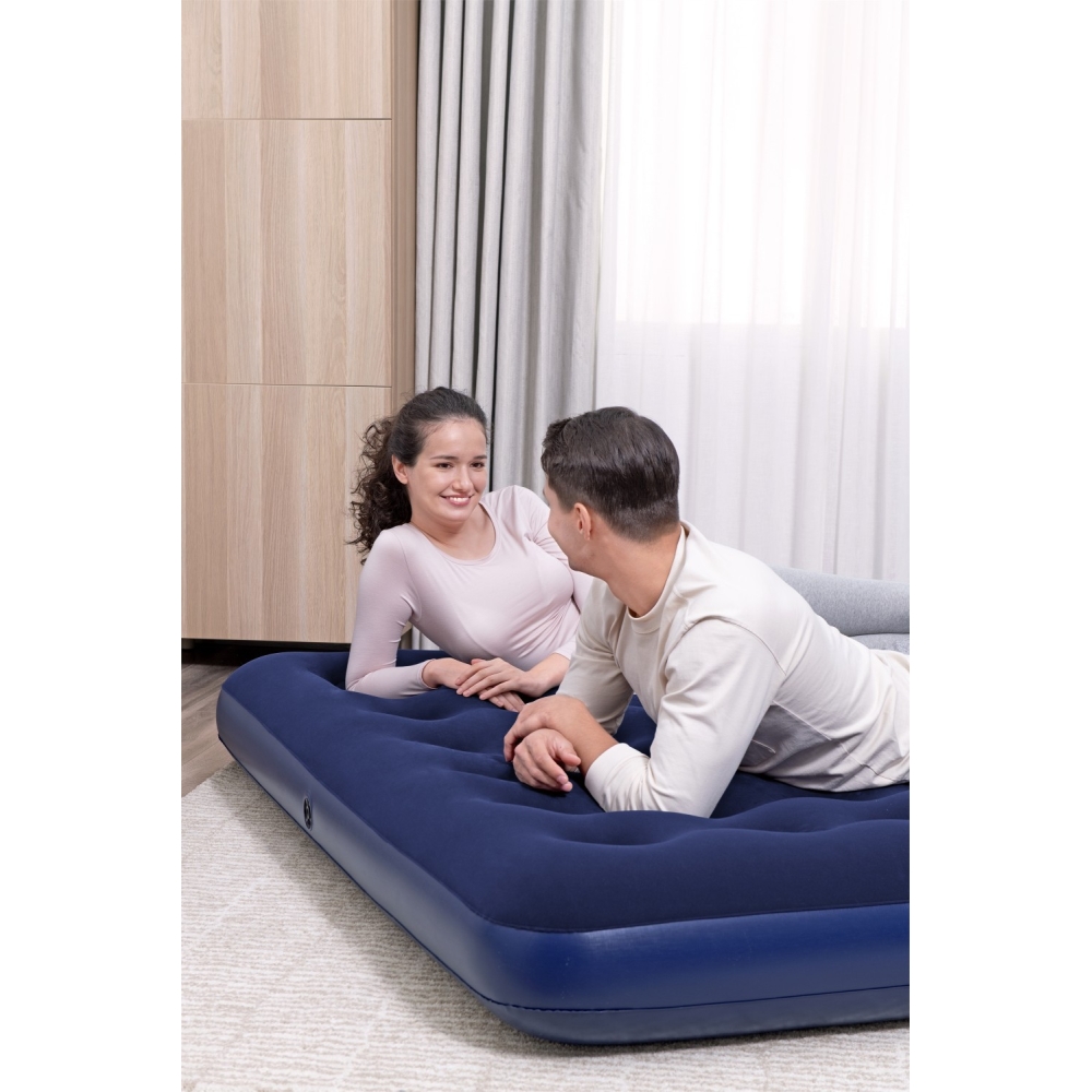 Pripučiamas karališkas 2-vietis plaušinis miegamasis čiužinys BESTWAY 203x183x22cm + remonto rinkinys