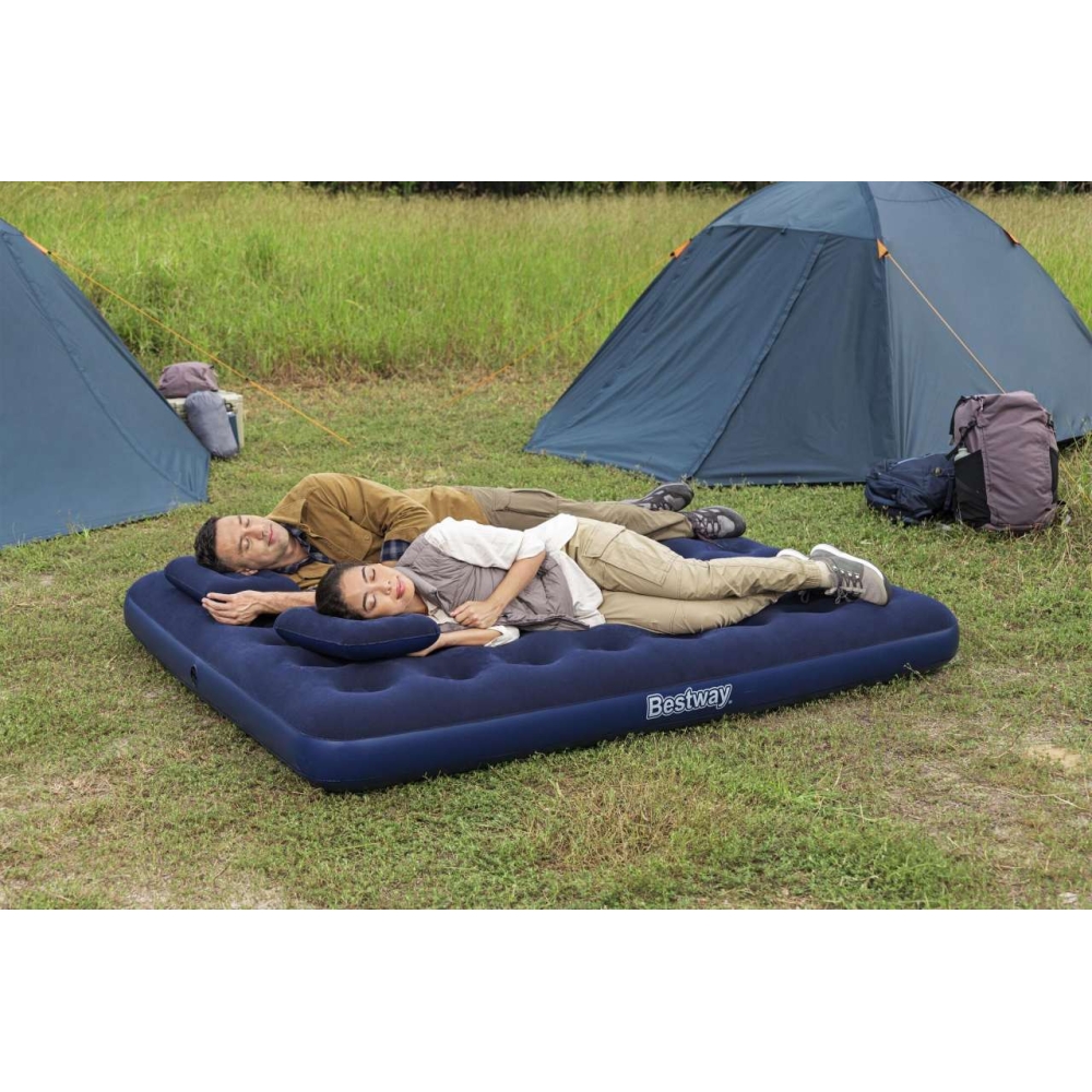 Pripučiamas karalienės 2 asmenų miegamasis čiužinys BESTWAY 203x152x22cm + 2 pagalvės-Namai, laisvalaikis, turizmas, Pripučiami 