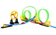 Tor wyścigowy dla dzieci 3+ Ruchoma obręcz + 2 Autka LED + 3 Pętle 360 Dla Autek