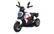 Motorek Fast Tourist na akumulator dla dzieci Biały + Audio + Światła + Ekoskóra