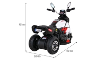 Motorek Fast Tourist na akumulator dla dzieci Biały + Audio + Światła + Ekoskóra