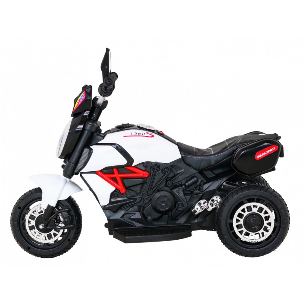 Elektrinis motociklas Fast Tourist, White-Elektromobiliai vaikams, Motociklai-e-vaikas