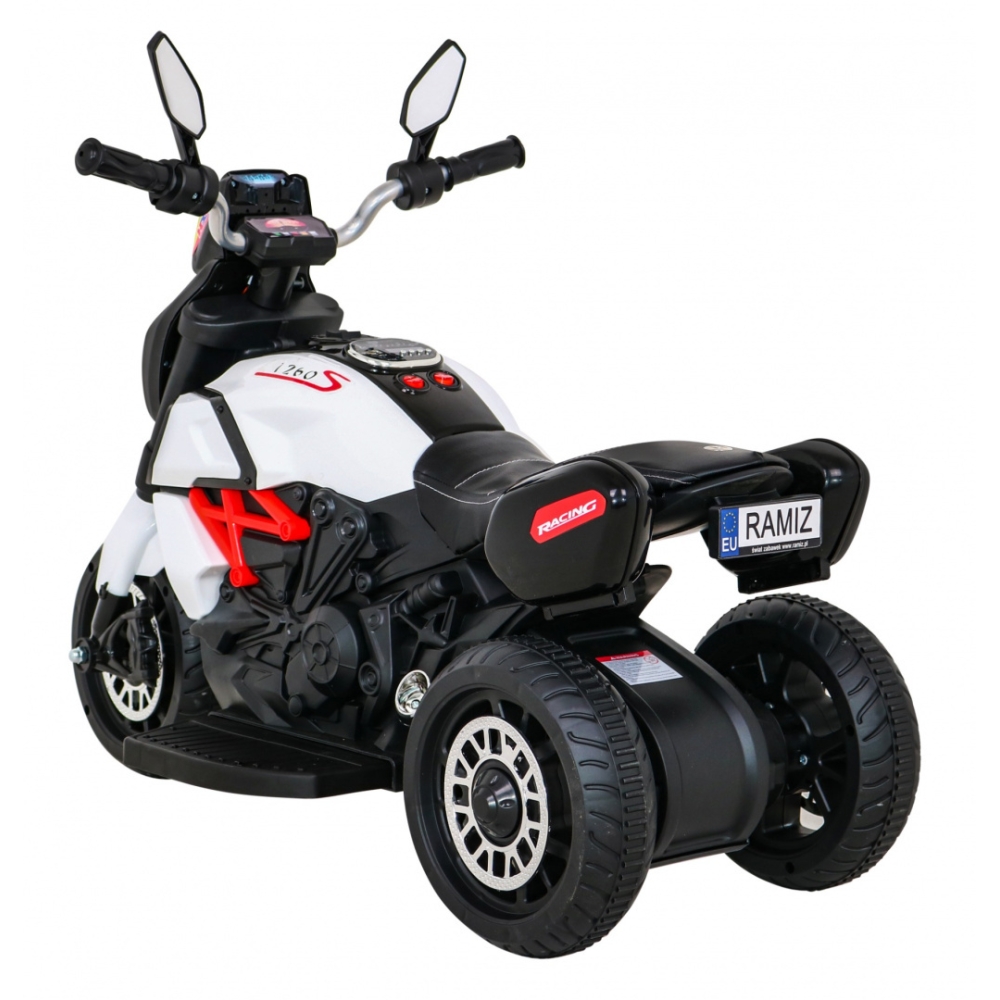 Elektrinis motociklas Fast Tourist, White-Elektromobiliai vaikams, Motociklai-e-vaikas