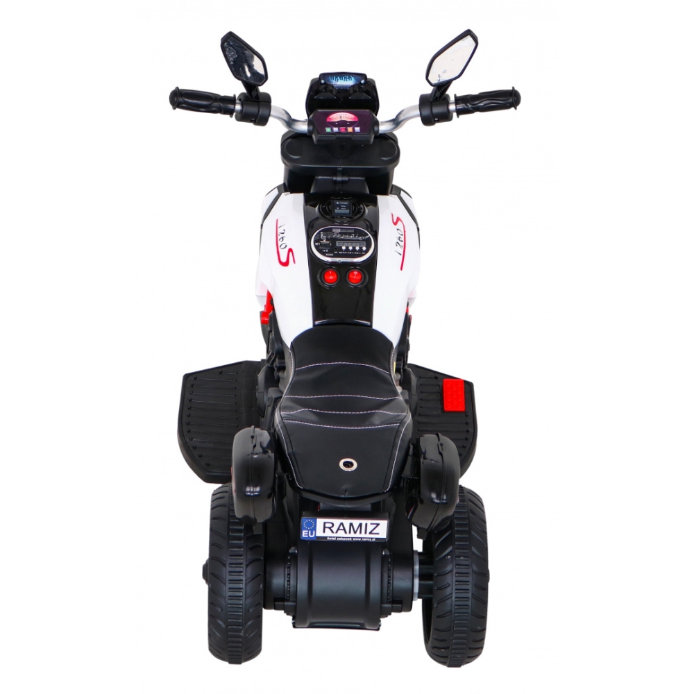 Elektrinis motociklas Fast Tourist, White-Elektromobiliai vaikams, Motociklai-e-vaikas