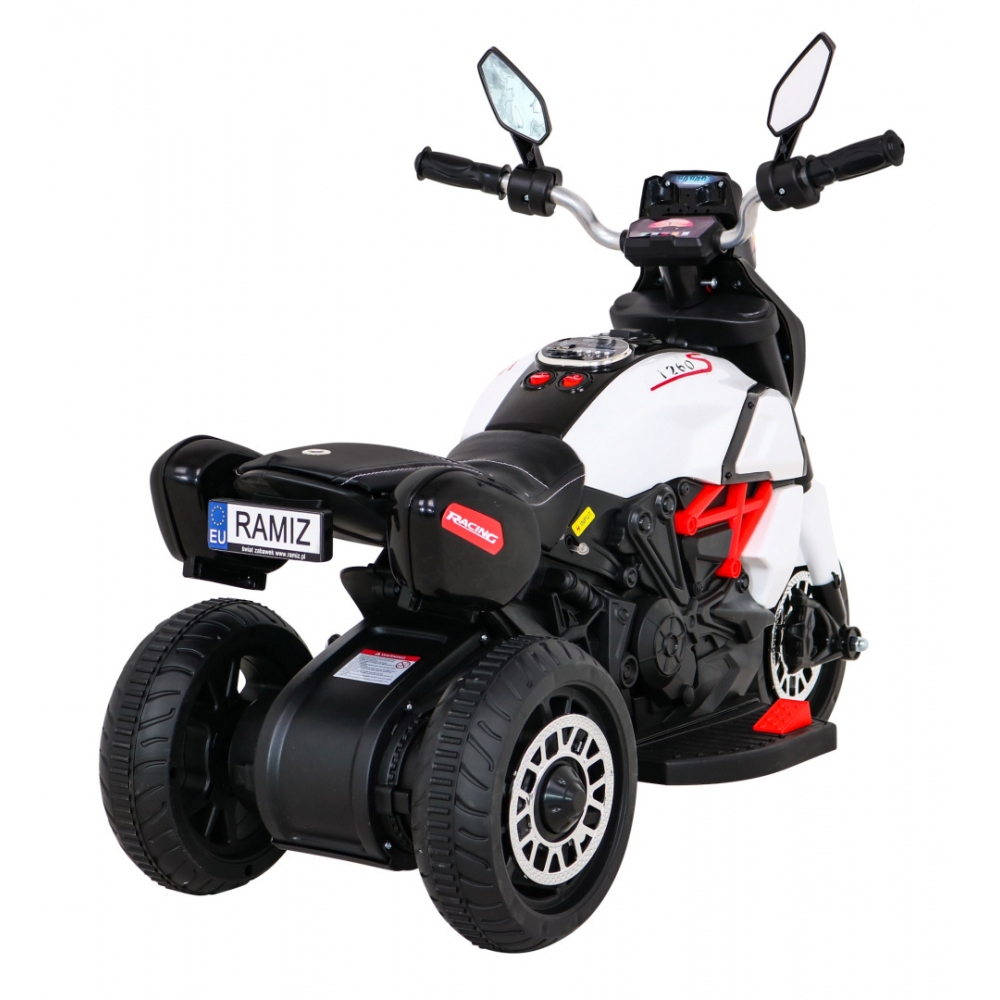 Elektrinis motociklas Fast Tourist, White-Elektromobiliai vaikams, Motociklai-e-vaikas