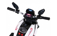 Motorek Fast Tourist na akumulator dla dzieci Biały + Audio + Światła + Ekoskóra