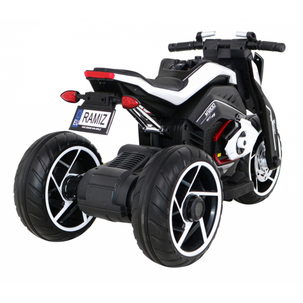 Motor Future na akumulator dla dzieci Biały + Panel audio + Wolny Start + Koła EVA