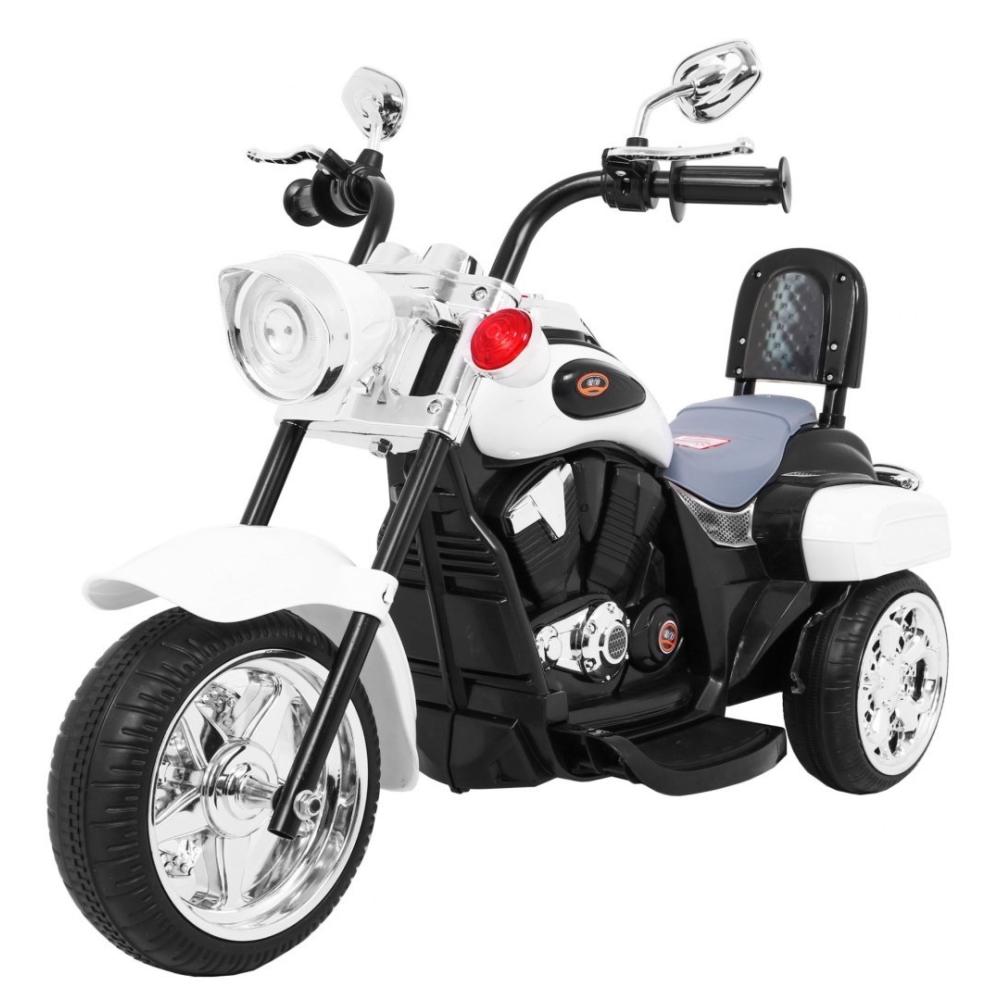 Elektrinis motociklas NightBike Chopperis, White-Elektromobiliai vaikams, Motociklai-e-vaikas
